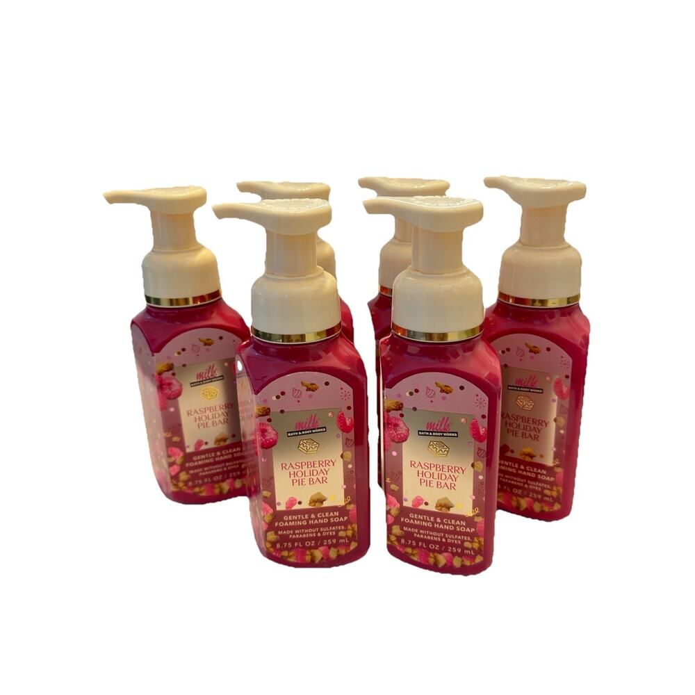 5x Bath & Body Works MILK BAR Raspberry Holiday Pie Bar Foaming Hand Soap 8.75oz